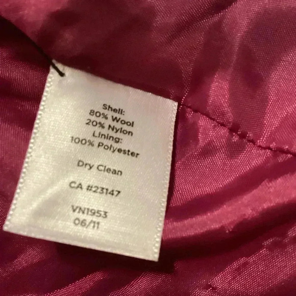 Talbots NWOT Fushia Pink Wool Blend Coat Mid Length Pockets Back Pleat Size 14 - Picture 10 of 14
